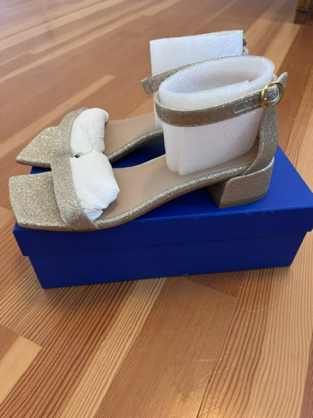 Stuart Weitzman Nudist Glitter Strappy Sandal - Sz 9 - Like New!!